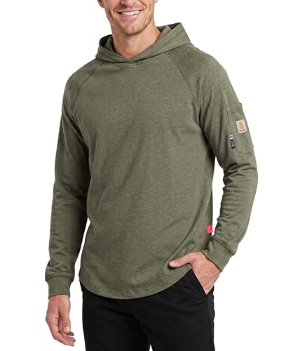 Image of BOCOMAL FR Hooded T Shirts Heather Series 6oz Flame Resistant NFPA2112 CAT2 Fire Retardant Hoodies Work Shirt
