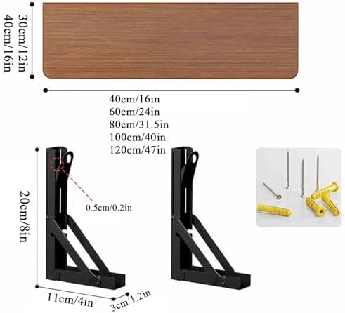 Foldable Wall-Mounted Wooden Table with Rounded Corners, Space-Saving Dining, Office, or Kids Table (A, 60x40cm/24x16in) - Versatile Folding Table for PTFCll Spaces