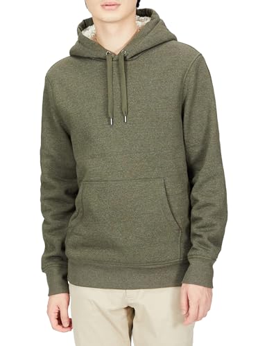 Amazon Essentials Herren Kapuzenpulli mit Sherpa-Futter, Olivgrün, L