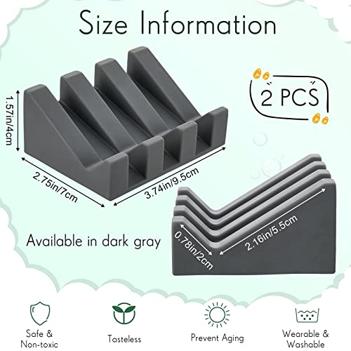 Silicone Soap Dish Self Draining Soap Dish Shower Waterfall Bar Soap Holder Tray With Drain Soap Saver For Kitchen Bathroom Accessories (Dark Grey, 2) #TOP1