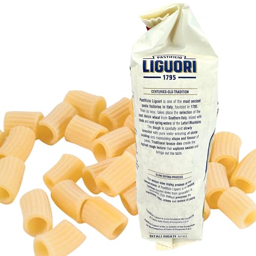 Pastificio Liguori Ditali Pasta 1 lb. (454g)(Pack of 2) Tubetti Pasta - Tubettini Pastina - Ditalini - Bronze Cut - Similar to Stellini - Anellini - Gragnano - Tiny Noodle Tubes for Soups