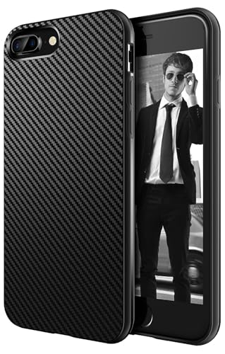 AVANA Schutzhülle Kompatibel mit iPhone 8 Plus iPhone 7 Plus Hülle Slim Case Schwarz Bumper Silikon TPU Schale Kratzfest Kohlefaser Cover Carbon Optik