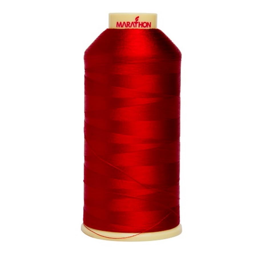 Marathon Embroidery Machine Thread Massive 1,000m Size Cone Choice of Colours (Red 1050, 1000 Metre)