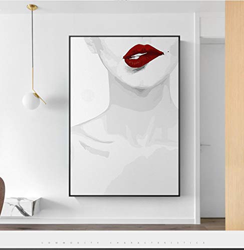 Toile lèvre rouge pour habiller un mur vide avec un art mural de mode