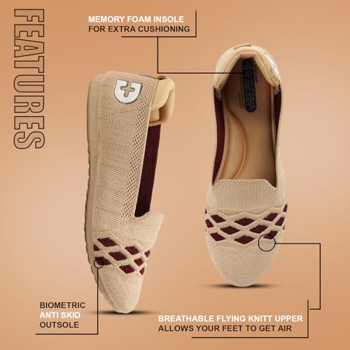 Image of Doctor Health Super Stylish Comfortable Classy Knitted Design Ballerina | Premium Look Flat Jutis | Non Slip Lightweight Shoes Bellies for Women | Dailywear Flat Bellies | Trendy Women Jutis Bellies