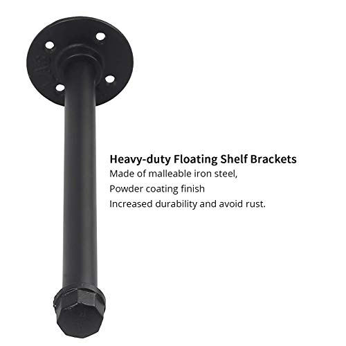 10 Inch Industrial Black Iron Pipe Shelf Brackets, Set Of 6 Rustic Wall Mounted Diy Shelving Brackets Hanging Custom Pipe Brackets Coated Finish Floating Shelf Bracket With Hardware #TOP4