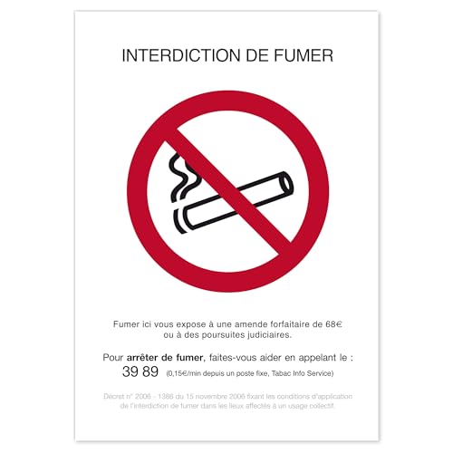 Autocollant vinyl signalisation non fumeur UTTSCHEID lot de 20 pour rappel loi