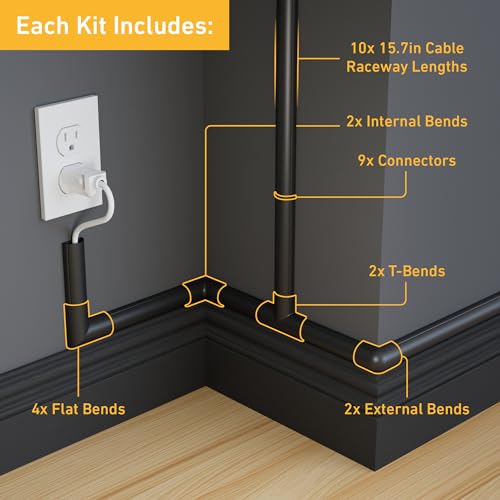 D-Line 157-inch Adhesive Cable Raceway Kit (10 channels + 19 connectors) — view 2