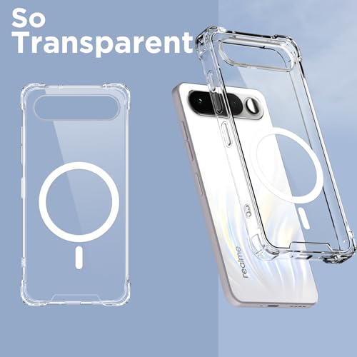 Image of Pikkme Back Cover for Realme 16 5G Mag-Safe Shockproof PC + TPU Protective Case Magnetic Support Bumper Case (Transparent Mag-Safe)