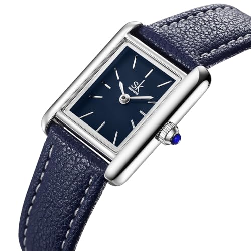 Stylish Minimalist Square Watch for Women with Blue Leather Strap - Vintage Elegance Redefined - Image 4