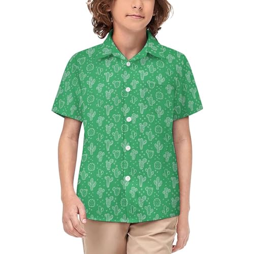 Boys Bear Hawaiian Shirt Short Sleeve Casual Button Down Shirts Cute Summer Beach Shirts Tops for Kids Teens