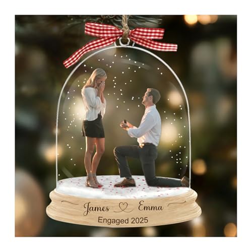 Custom Proposal Photo Acrylic Ornament, Engagement Keepsake, She Said Yes