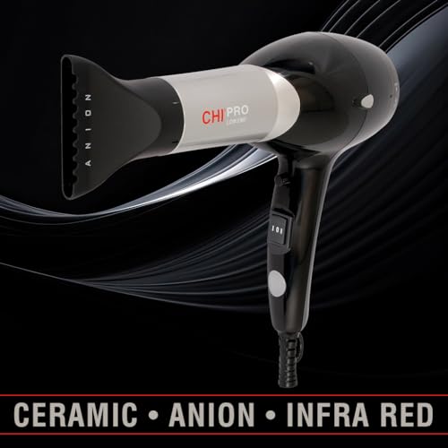 CHI Pro Hair Dryer, Ceramic Heater Reduces Frizz & Static Electricity, Helps Dry Hair Faster & Promotes Moisture & Shine
