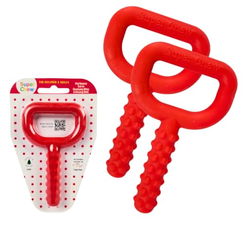 Chewy Tubes Super Chew (2 Pack) – Knobby Closed Loop Oral Motor Chewing Tool for Practicing Biting and Chewing [Red, 9/16" Diameter] | Made in USA | Non-Toxic | Invented by Pediatric SLP