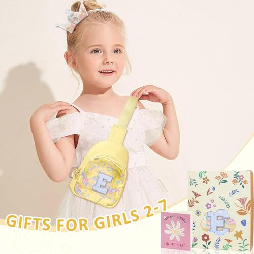 Image of COSHAYSOO Personalized Christmas Birthday Gifts Burr Basket Stuffers for Girls Yellow Purse Sling Bag Crossbody Girl Cute Funny Cool Mini Travel Fashion Accessories Monogrammed Initial Letter E