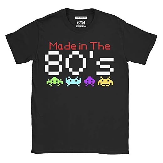 6TN Hombre Hecho en la Camiseta de los años 80 (L, Negro)