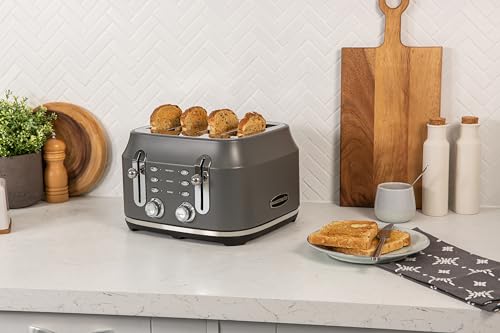 Rangemaster RMCL4S201GY Classic Grey 2.1kW 4 Slice Toaster with Defrost, Cancel & Reheat Functions, Removable Crumb Tray & 6 Power Levels with 2 Year Guarantee - Image 4