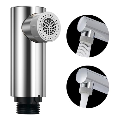 DETBOM Pommeau Douche pour Robinet Salle Bain, 2 Types de jet Et Douchette,Tête De Rechange Avec Aérateurs économes eau, Pommeau Douche Pour Mitigeur, Chrome
