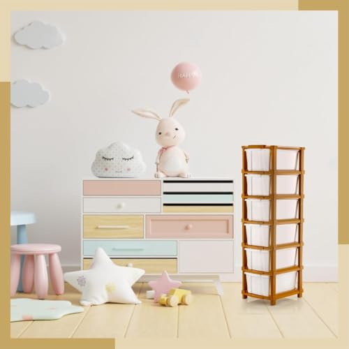 Image of AVZEEGO 6XL Plastic Modular Drawer System for Home, Office, Hospital, Parlor, School, Doctors, Home and Kids, Product Dimension When assembeled (28cmx35cmx105 cm) (White, 6 LayeR)
