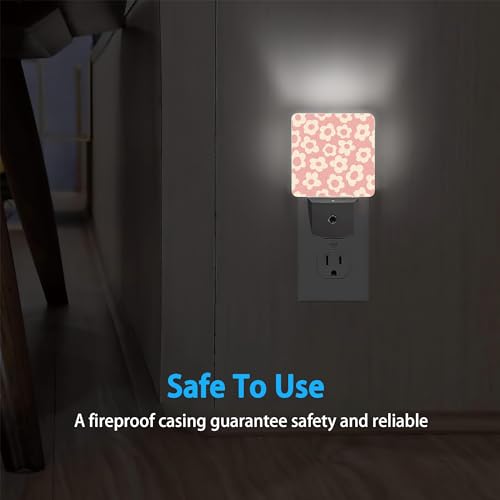 Image of Night Lights Plug into Wall Vintage Groovy Flowers Night Lights Dusk to Dawn Sensor Led Lamp for Women Men,Led Lights for Stairway /Hallway /Bedroom,0.5W