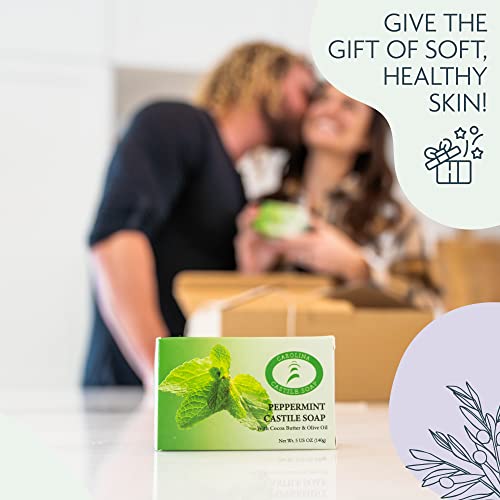 Carolina Castile Soap Vegan Peppermint Castile Bar Soap – 6 Bars Of Natural Soap For Men, Women, And Kids – Gentle, Hydrating Castile Soap Bars With Organic Cocoa Butter And Olive Oil, 5 Oz. Each #TOP2