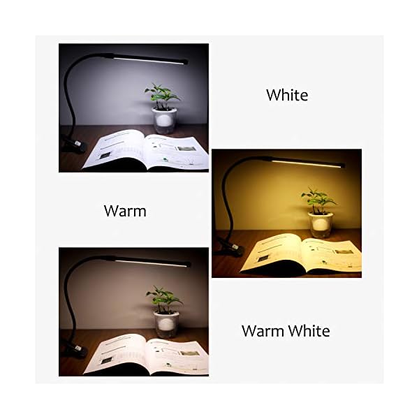 Woputne Desk Lamp, 10 Dimmable Brightness 3 Light Modes Reading Lamp, Study Lamp, Clamp-on Crafts Light USB Plug-in Powered - Image 4