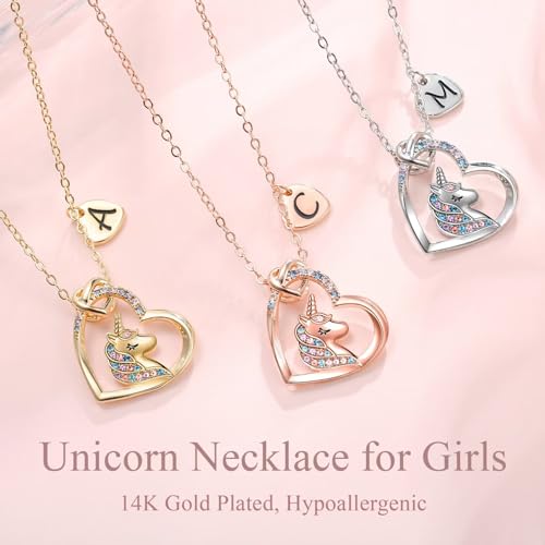 STORUP Unicorn Gifts for Girls Jewelry - Heart Initial Necklace for Girls Kids Jewelry Initial Unicorn Necklace Birthday Gifts for Kids Daughter Granddaughter Niece4