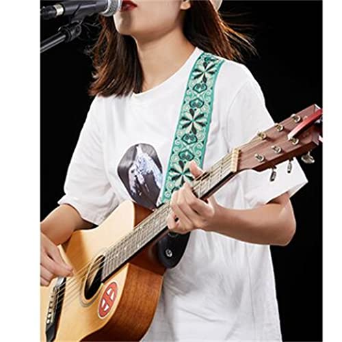 CZDYUF Sangle de Guitare brodée Vert Vintage Sangle de Basse adaptée à Divers modèles de Guitare Acoustique Guitare électrique - Les Beatles, Paul McCartney, John Lennon, RIngo Starr, George Harrison CZDYUF Sangle de Guitare brodée Vert Vintage Sangle de Basse adaptée à Divers modèles de Guitare Acoustique Guitare électrique – Image 4