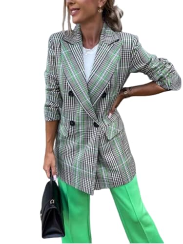 utcoco Womens 2025 Business Casual Blazers Notched Lapel Double Breasted Work Office Blazer Jacket