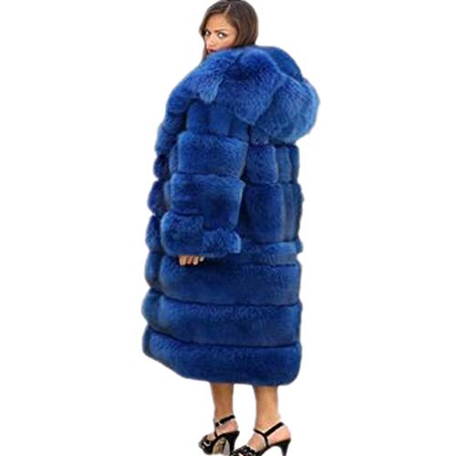 Lisa Colly Womens 7Xl Thick Faux Fur Coat Big Hooded Parka Overcoat Winter Long Sleeve Coat Jacket (4Xl, Blue) #TOP1