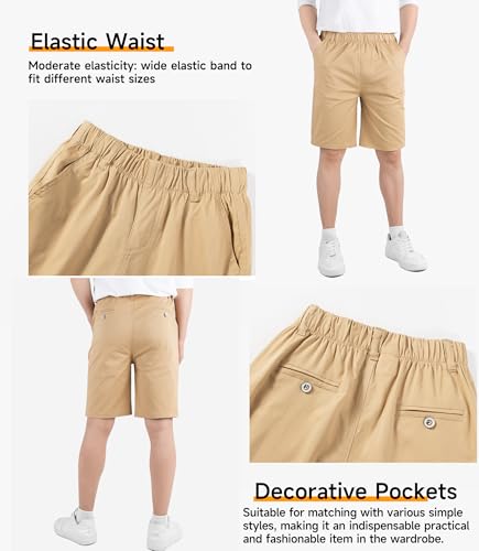 Pantalón corto transpirable de niño estilo chino liso con elástico 4