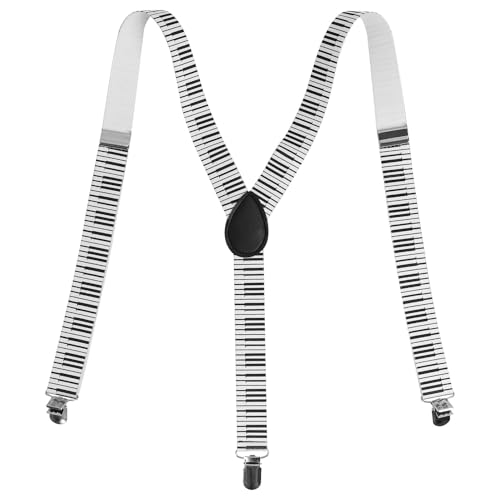 Dumhuts Y-Hosenträger Unisex mit Musik-Mustern, Hosenträger herren extra stark, Verstellbare Länge bis 120 cm, 3,5 cm Breite, Robuste Metallclips und Lederverstärkung, Ideal für Musikliebhaber