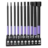 Auniwaig 1/4' Hex Head Allen Wrench Drill Bit Set 10pcs Metric, 1.5MM to 10MM Hex Key S2 Steel Impact Driver Bits, CNC Tips 4' Long Screwdriver Bit Set