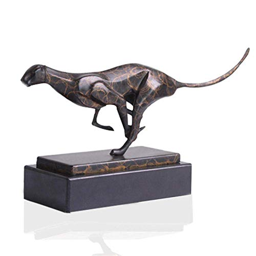 Statue de léopard en bronze véritable fait main pour décoration chic