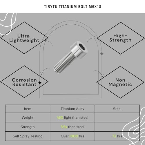 Image of Titanium Bolts M6x18 Hex Socket Screws, Natural Color, 6PC