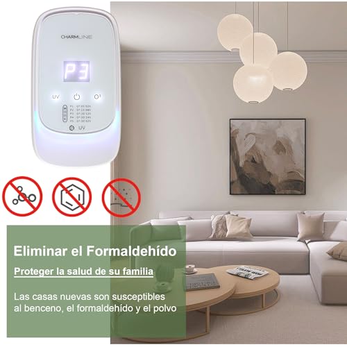 Charmline purificador de aire con ozono e iones negativos, eliminador de olores, generador de ozono para hogar para baño, cocina, humo, mascotas y formaldehído, con compartimento para aroma - imagen 5