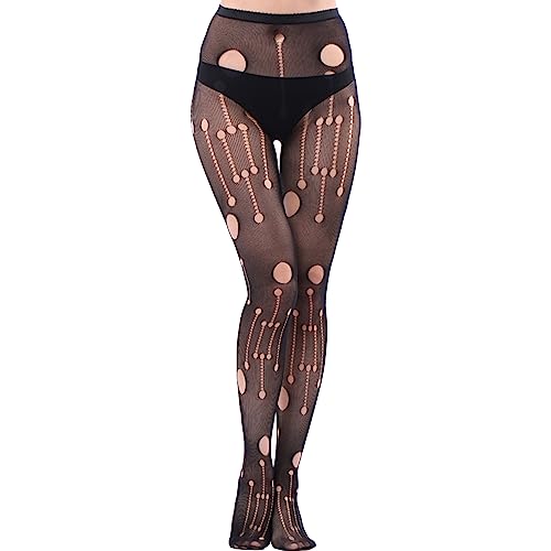 Image of Fishnet Stockings Lace Patterned Tights High Waist Pantyhose Fishnets for Women