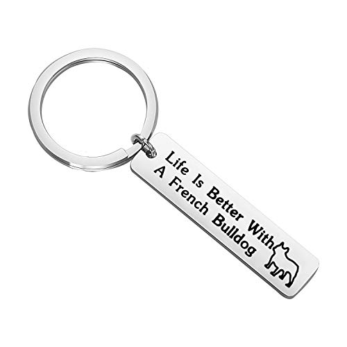 FEELMEM Dog Lover Gifts Life Is Better with A French Bulldog German Shepherd Pitbull Dachshund Beagle Keychain Gift for Dog Mom Dog Dad Dog Owner Gifts (bulldog)