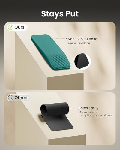 Image of ProtoArc MP50 Ergonomic Mouse Pad with Wrist Support, Lycra Surface, Green | 8 slope & massage points, soft memory foam, Large 12x8 Inches, Non-slip base. Relieves wrist strain for office & home