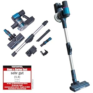 LIVINGTON Sense IQ - Akku Staubsauger kabellos - Handstaubsauger mit Schmutzerkennung & 4-Fach-Filter - Akkusauger mit LED-Bürste & Knickgelenk - leiser Staubsauger ohne Beutel - Akkustaubsauger