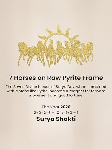 Image of Astrotalk 7 Horses on Raw Pyrite Frame (13x10.5 Inch) | 7 Horses Wall Decor Pyrite Stone Frame for Success & Fame | Vastu Items for Money Attraction | Home Decor for Living Room | 1 Piece