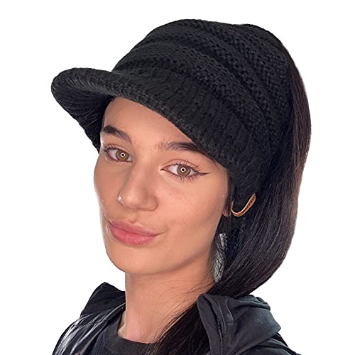 TOSKATOK Damen Slouchy Peaked Pferdeschwanz Unordentlicher Dutt Beanie Mütze Kappe