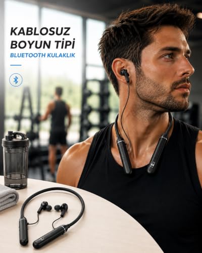 Bluetooth Kulaklık, Boyun Tipi Kablosuz Uzun Pil Ömrü Mikrofonlu
