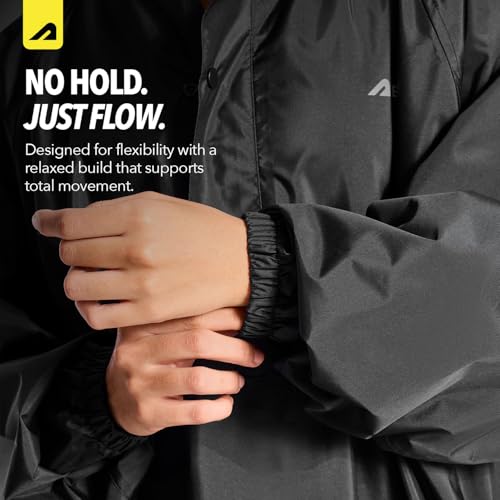 Image of Boldfit Rain Coat Poncho for Men & Women Waterproof Unisex Full Length Poncho, Top Easy Adjustable, Waterproof Outdoor Rainwear- Black, OneSize