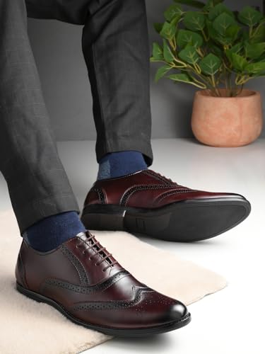 Image of MACTREE Men's Genuine Leather Brogue Lace Up Formal Shoes