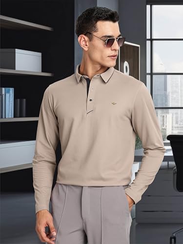 Image of STELLERS Men's Full Sleeve Polo T-Shirt | Premium Cotton | streatchable | Enzyme bio Washed | Feather Touch Feel | Sustainable