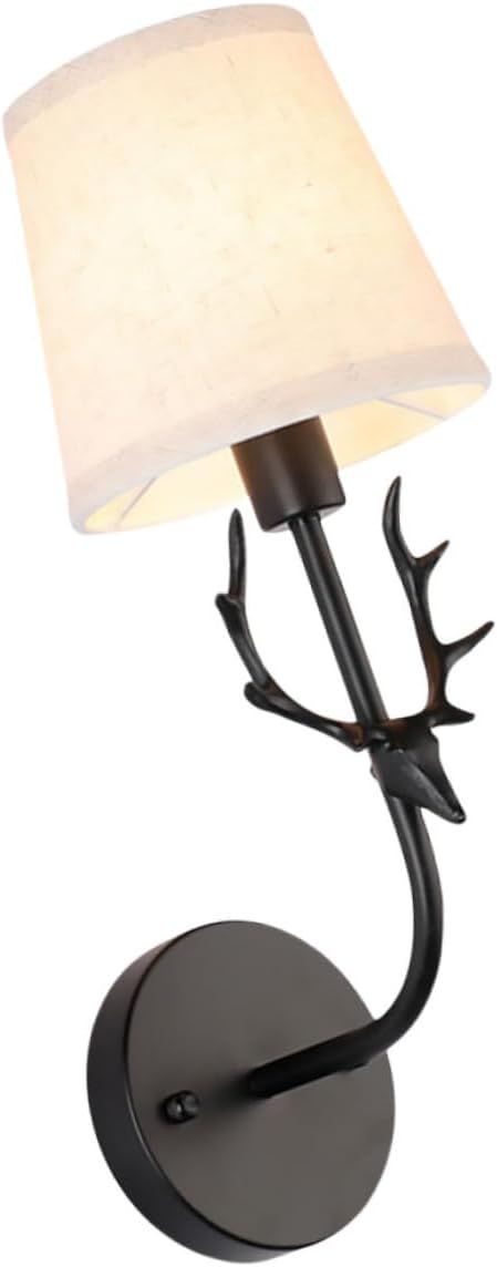 1pc Deer Horn Resin Artistic Wall Lamp for Bedroom Unique Ornamental Lighting Fixture for Home Decor Suitable for Living and Hotel Use Warm Light Random
