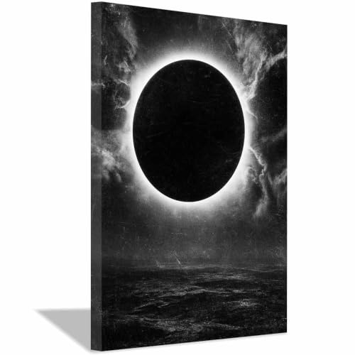 Affiche noir et blanc éclipse océan XENIOU 60x90cm encadrée