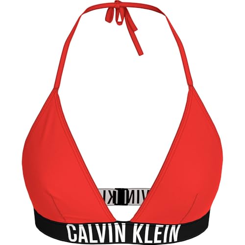 Calvin Klein Haut de Bikini Triangle Femme Rembourrage Amovible, Rouge (Flaming Chili), M