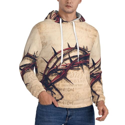 Sweat à capuche épais homme finitions premium et imprimé couronne